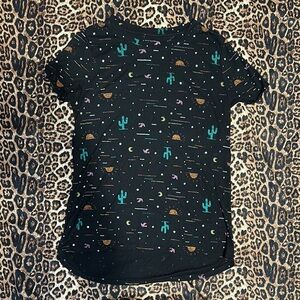 Modern Lux Black Short Sleeve Tee with Playful Print